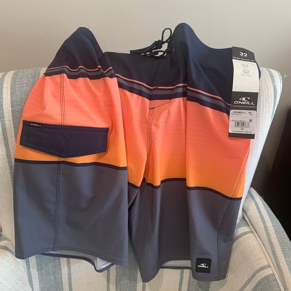 O'Neill Colorblock Board Shorts - Orange and Dark Gray